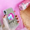 Gullig tecknad Unicorn Letter Iquid Quicksand Mobiltelefonväska för iPhone X 7 7Plus 8 8Plus 6 6Plus 6S TPU + PC