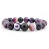 Handgjorda Gemstone -armband Naturliga stenar Healing Power Elastic 14mm Ball Pärlor Stretch Beaded Armband Unisex (Amethyst)