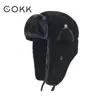 COKK Bomber Chapeau Femme Chapeaux D'hiver Pour Hommes Femmes Épais Chaud Fourrure Velours Casquette Froid Os Mâle Oreille Protéger Neige Russe Chapeau Oreille Rabat D19011503