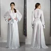 2020 Chiffon Wedding roupões V-neck fita manga comprida Trem da varredura Housewear Noite Vestido Para Mulheres dama de Banho Pijamas