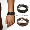 Großhandels-Armbänder wickeln mehrschichtiges Armband aus echtem Leder mit geflochtenem Seil, Modeschmuck, Weihnachts-Charm-Armbänder