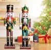 새로운 30cm 나무 호두 까기 인형 군인 빈티지 공예 인형 크리스마스 선물 인형 장식 장식품 홈 장식 피규어