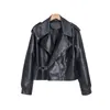 Women's Leather & Faux Women Jacket Fashion PU Zipper Coat Solid Color Spring And Autumn Biker Motorcycle Slim Fit Jackets