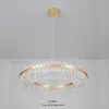 Postmodern Nordic pendant light luxury atmosphere round ring designer led new restaurant living room crystal lamp strip led lamp