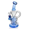 Bong Blue Glass Water Pipe Fab Egg Hookah Dab Rig Recyclerオイルリグ14mmボウルBubbler heady percolatorクリア喫煙アクセサリーDABS