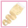 Malaysian Grade 9a Body Wave 4X4 Spitzenverschluss mit Babyhaar 4*4 Spitzenverschluss 613 Blonde helle Farbe färbbar