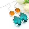 Luckyshine Christmas Day 2 Pcs/Lot 925 Silver Plated Green Horse eye Round Brazil Citrine Crystal Earrings for Lady Party Gift