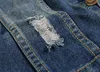 Pileli Tasarım Adam Denim Yelek Artı Boyutu 5XL Denim Yelek Erkek Kolsuz Ceketler Delik Yıkanmış Kot Yelek Mens, PA859