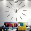 Modern DIY 3D Mirror Surface Large Number Wall Clock Stickers Home Decor Gold Silver Black Red2610504