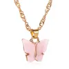 Cute Butterfly Pendants Necklaces Candy Color Animal Butterfly Clavicle Chain Necklaces for Women Insect Necklace Jewelry Bijoux304f