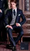 Navy Blue Groom Tuxedos Notch Lapel Groomsman Wedding 3 Piece Suit Moda Mężczyźni Business Prom Party Jacket Blazer (Kurtka + spodnie + krawat + kamizelka) 2288 \ t