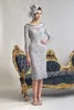 Jillharvey Sheath Mother Of The Bride Dresses Jewel Neck Wedding Guest Dress 3/4 Long Sleeve Applique Lace Knee Length Evening Gowns 0431