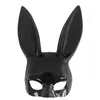 Niedliche Hasenmaske, Halloween-Maskerade-Anziehmaske, heißer Verkauf, lange Hasenohrmasken, schwarz-weiße obere Hälfte des Gesichts, Ball-Party-Masken