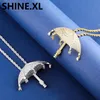 18k Gold Plated Umbrella Pendant Necklace Iced Out Cubic Zircon Mens Hip Hop Bling Jewelry Gift