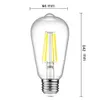 KWB LED Filament Edison Bulb 2700K Ciepłe białe 4W / 6W / 8W 2 sztuk