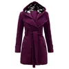 US Women Lady Winter Hoodie Long Peacoat Coat Trench Outwear Jacket klänning med bälte