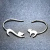 S925 Sterling Silver Kitty Brincos Bonito Napping Pequeno Gato Ear Stud For Mulheres Corpo Jóias Presente
