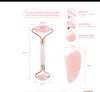 Rose Quartz Roller Face Massager Lifting Tool Natural Jade Facial Massage Roller Stone Skin Massage Beauty Care Set Box