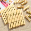 500 stks / partij 60 * 12mm Size Bamboo Wood Kleding Pegs Sokken Laken Handdoek Windbestendige Pinnen Clips Home Badkamer Accessoires