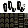 Prego NA011 ouro Metal 3D Stickers Stripes linha onda Adesivo DIY Nail Art Manicure Adesivo Decalque água Deslize unhas Dicas Adesivos