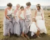 Two Tone Country Style Long Bridesmaid Dresses 2019 Vintage Full length Bohemian Beach Junior Maid of Honor Wedding Guest Gown7388842