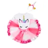8 estilos unicorn t-shirt + vestidos + cabeza hoop 3 pieza traje unicornio niñas tutu vestido princesa vestido niños diseñador ropa niñas dhl jy190