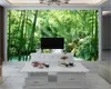 Custom 3d Landscape Wallpaper Beautiful Scenery of Green Bamboo Forest Small Waterfall Interior Decoration Silk Mural Wallpaper