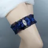 Vintage Lacivert Gelin Jartiyer Düğün Jartiyer Kemer Seti Bir Şey Mavi Gelin için Gelin Garters Bacak Garter