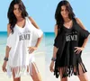 Mädchen Schulterfreie Kleider Brief Gedruckt Strandkleid Frauen Sommer Quaste Kleid Bikini Plus Größe Lose Strandkleid GGA3374