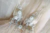 Modestas uma linha Rita Vinieris Bohemian Vestidos Jewel Neck sem mangas Tule Lace Beads Cristal Vestidos de Casamento Piso Comprimento Robe de Mariée