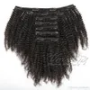 VMAE Afro Curly Peruvian Virgin Clip em Extensão de Cabelo American Human Natural Hair 100g 120g 140g 160g 180g 200g preto