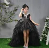 Schwan Kristall Kinder Brautjungfer Mädchen Kleid Für Hochzeit Party Schwarz Spitze Abend Weihnachten Mädchen Lange Schleppe Kinder Prinzessin Kostüm