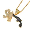 Groothandel-hiphop $ plug gun hanger koperen micro-pave met CZ stenen ketting sieraden voor mannen en vrouwen CN005