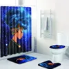 Fashion African Woman Pattern Polyester Shower Curtain Set Non Slip Rugs Carpet for Bathroom Toilet Flannel Bath Mat Set 4pcs 259I