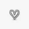 100% 925 Sterling Silver Sparkling Freehand Heart Charms Fit Original European Charm Bracelet Fashion Women Wedding Engagement Jewelry Accessories