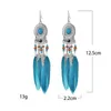 National style retro tassel earrings female European and American fashion feather jewelry creative earrings