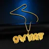Pendant Necklaces US7 Iced Out Bling CZ Drip Letters Custom Necklace Micro Paved Collier For Men Hip Hop Jewelry