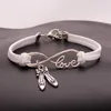 10pcs lot Infinity Love 8 DANCE shoes ballet shoes pendant Bracelet Charm Pendant Women Men Simple Bracelets Bangles Jewelry G2393