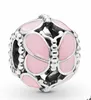 2019 Spring Garden Dazzling Pink Butterfly Charm Pandora Bracelets Fits original Bangles 925 bijoux en argent Fil d'insectes perles en vrac
