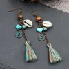 Hot Moda Jewerly Vintage Shell Grânulos De Madeira Borlas Dangle Brincos Handmade Bringngs S777