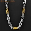 Sunnerlees Fashion Jewelry Rostfritt stål Necklace 8mm Geometric Byzantine Link Chain Silver Gold For Men Women Gift SC117 N9673927
