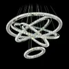 Modern Chandelier Light Fixture Contemporary DIY Pendant Lighting LED Crystal Chrome 5 Rings Hanging Lamp For Living Room Bedroom