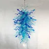 Lampes vendant des lustres en verre soufflé à la main allumant l'ombre bleue grand lustre en verre LED pour la décoration de fête à la maison