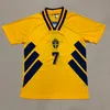 Retro klasik 1994 İsveç futbol formaları 94 LARSSON BROLIN Retro futbol forması S-2XL