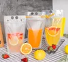 Drinkzakjes Zakken Frosted Rits Stand-up Plastic Drinkzak met rietjehouder Hersluitbaar Hittebestendig 17oz 500mal8870017