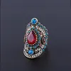 Bohemian Fashion Rings Multicolor Gem Rhinestone Tone Antique Gold Ring for Women Engagement Wedding Jewelry Gift