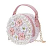 Flower Shoulder Bags Children PU Leather Messenger Bag Girls Crossbody Bag Kids Small Round Satchel Handbags for Children Gift