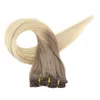 Brazylijskie Ombre Hair #6 Medium Brown do 613 Bleach Blonde Real Human Prosty Clip in Hair Extension Gruby End 7pcs 120G241K