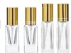 100 sztuk / partia 4ml 8ml Mini Szkło Perfume Butelki Travel Spray Atomizer Puste butelki perfum z czarnym złotym srebrnym spray