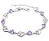 Temperament Women's Silver Plated Bracelet Women's Double Heart Amethyst Bracelet Women's Jewelry Bracelet WY576